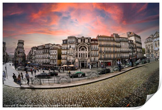 Almeida Garrett square in Porto, Portugal Print by Sergio Delle Vedove