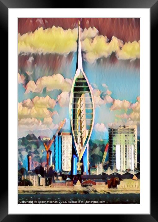 Towering over Portsmouth Framed Mounted Print by Roger Mechan