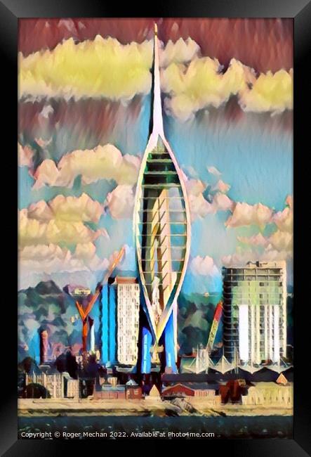 Towering over Portsmouth Framed Print by Roger Mechan