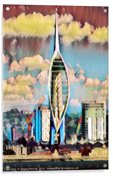 Towering over Portsmouth Acrylic by Roger Mechan