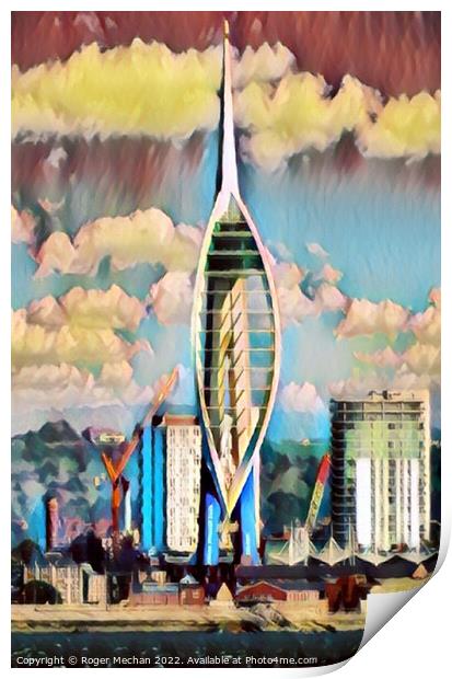 Towering over Portsmouth Print by Roger Mechan
