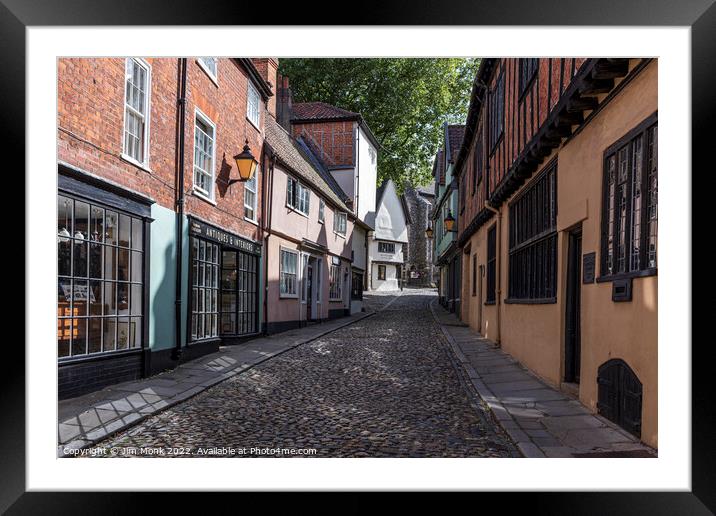 Elm Hill, Norwich Framed Mounted Print by Jim Monk