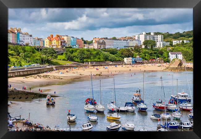 Harbour and North Beach , Tenby Framed Print by Jim Monk