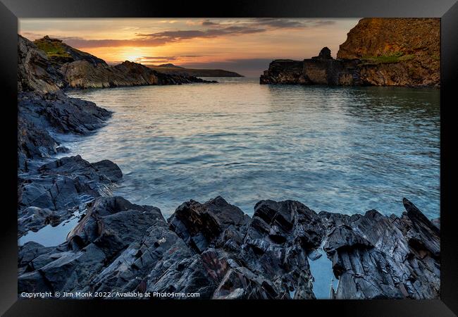 Abereiddy Sunset, Pembrokeshire Framed Print by Jim Monk