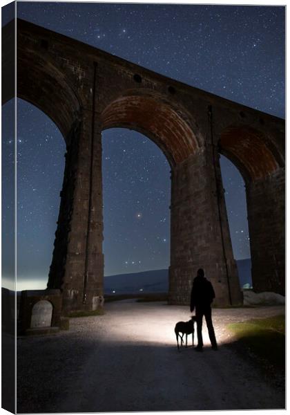 One man & his dog, Ribblehead Canvas Print by Pete Collins