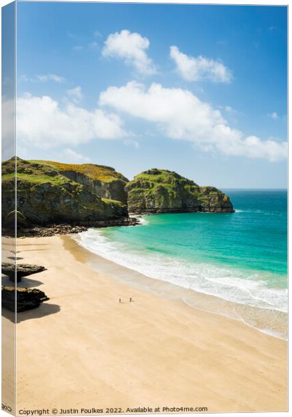 Bossiney Beach, near Tintagel, Cornwall Canvas Print by Justin Foulkes