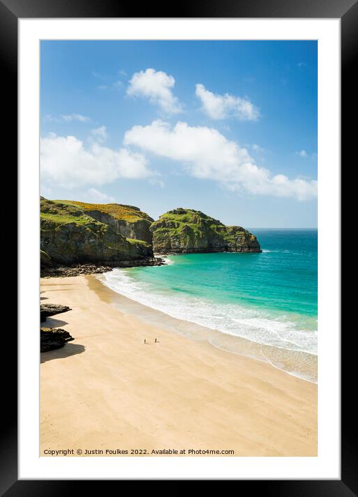 Bossiney Beach, near Tintagel, Cornwall Framed Mounted Print by Justin Foulkes