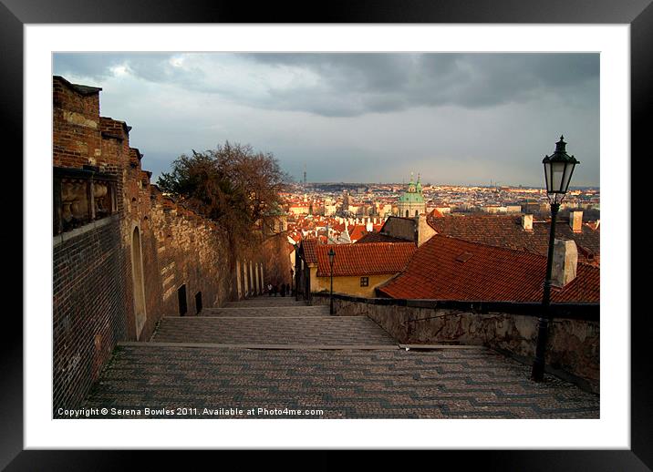 The Steps to Prague Castle Framed Mounted Print by Serena Bowles