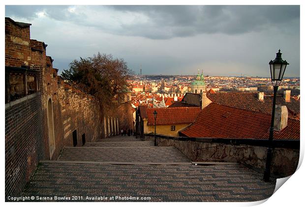 The Steps to Prague Castle Print by Serena Bowles