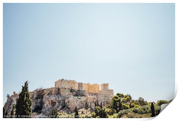 Majestic Ruins of Ancient Athens Print by Veronika Druzhnieva