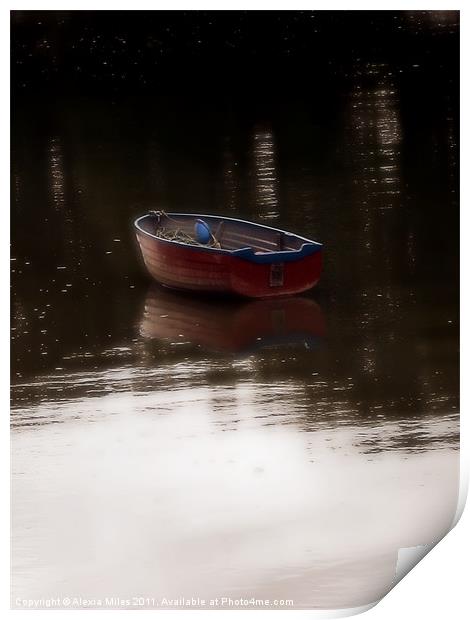lonely boat Print by Alexia Miles