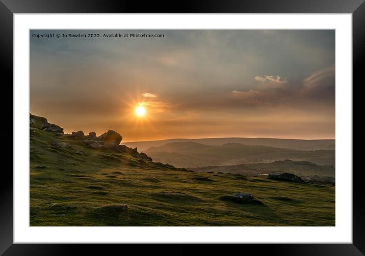 Sunset over Haytor Vale, Dartmoor Framed Mounted Print by Jo Sowden