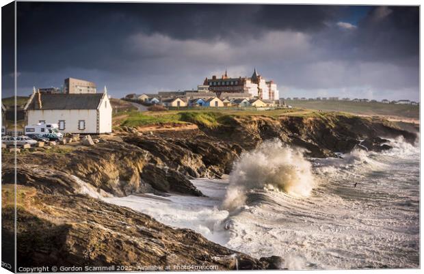Wild seas at Little Fistral in Newquay, Cornwall. Canvas Print by Gordon Scammell