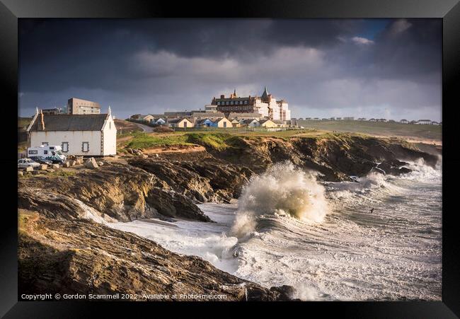 Wild seas at Little Fistral in Newquay, Cornwall. Framed Print by Gordon Scammell