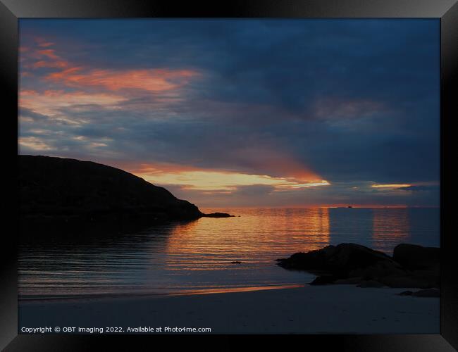 Achmelvich Bay Assynt Sunset Light Ripple Highland Scotland Framed Print by OBT imaging