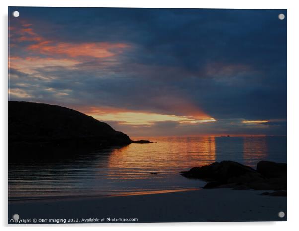 Achmelvich Bay Assynt Sunset Light Ripple Highland Scotland Acrylic by OBT imaging