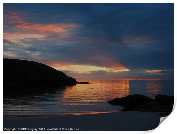 Achmelvich Bay Assynt Sunset Light Ripple Highland Scotland Print by OBT imaging