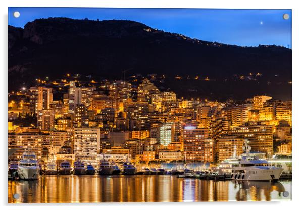 Monaco by Night Acrylic by Artur Bogacki