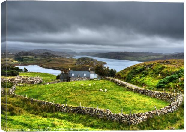 Iconic Croft At Badcall Loch Inchard Sutherland Sc Canvas Print by OBT imaging