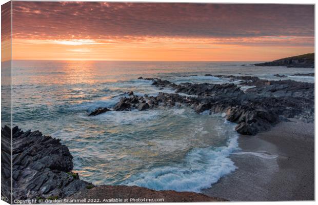 A spectacular sunset over Fistral Bay on the coast Canvas Print by Gordon Scammell