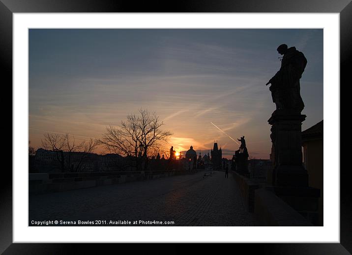 Charles Bridge at Sunrise, Prague Framed Mounted Print by Serena Bowles