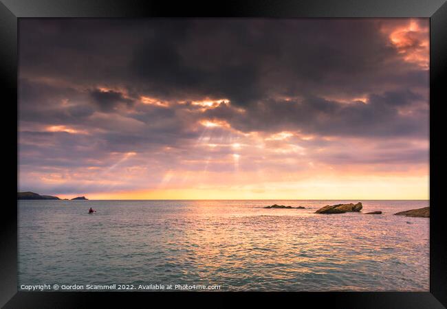 A spectacular sunset over Fistral Bay in Newquay,  Framed Print by Gordon Scammell