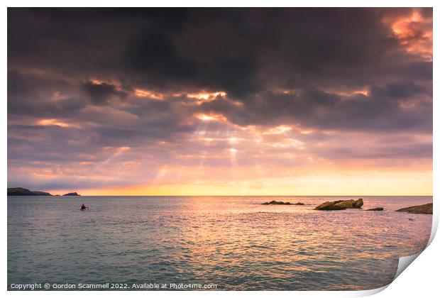 A spectacular sunset over Fistral Bay in Newquay,  Print by Gordon Scammell
