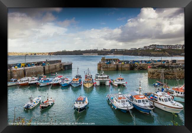 The picturesque Newquay Harbour in Cornwall. Framed Print by Gordon Scammell