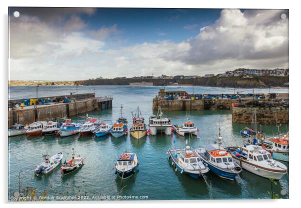 The picturesque Newquay Harbour in Cornwall. Acrylic by Gordon Scammell