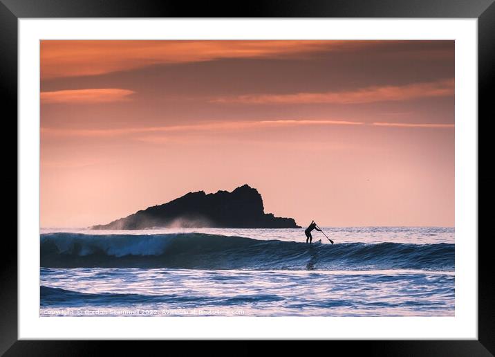 Evening light over a Stand Up Paddleboarder paddli Framed Mounted Print by Gordon Scammell