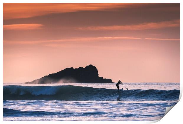 Evening light over a Stand Up Paddleboarder paddli Print by Gordon Scammell