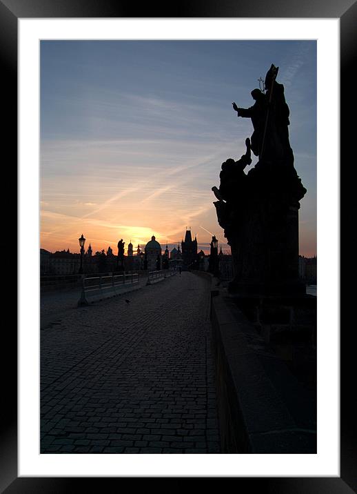 Charles Bridge at Sunrise, Prague Framed Mounted Print by Serena Bowles