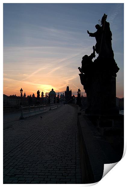 Charles Bridge at Sunrise, Prague Print by Serena Bowles