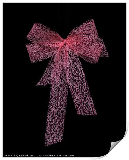 Pink lace bow Print by Richard Long