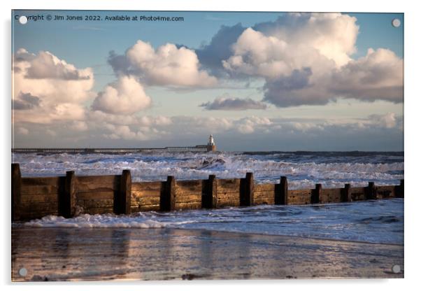 Sunny morning and stormy sea Acrylic by Jim Jones