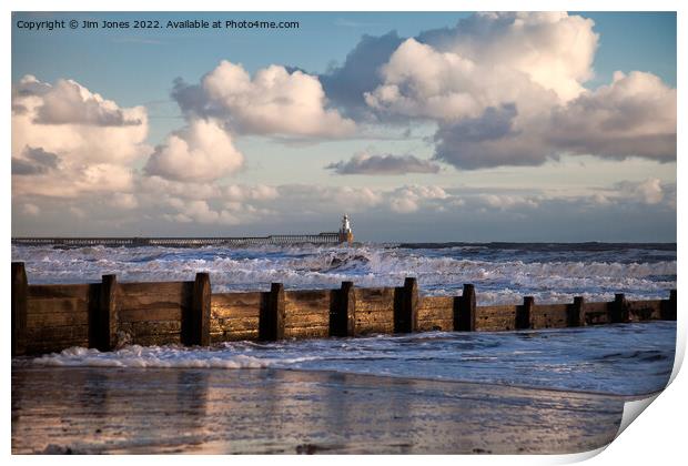 Sunny morning and stormy sea Print by Jim Jones