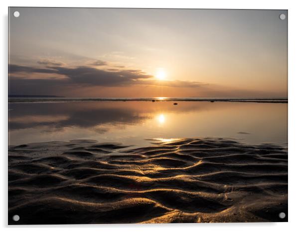 Sunset beach reflections Acrylic by Tony Twyman