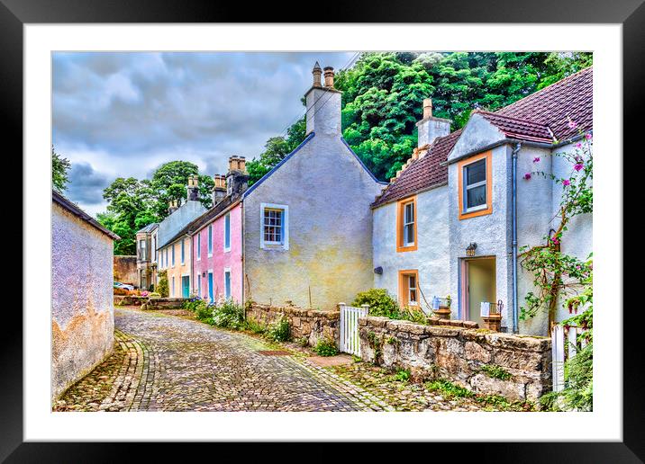 Cobbled Street Culross Framed Mounted Print by Valerie Paterson