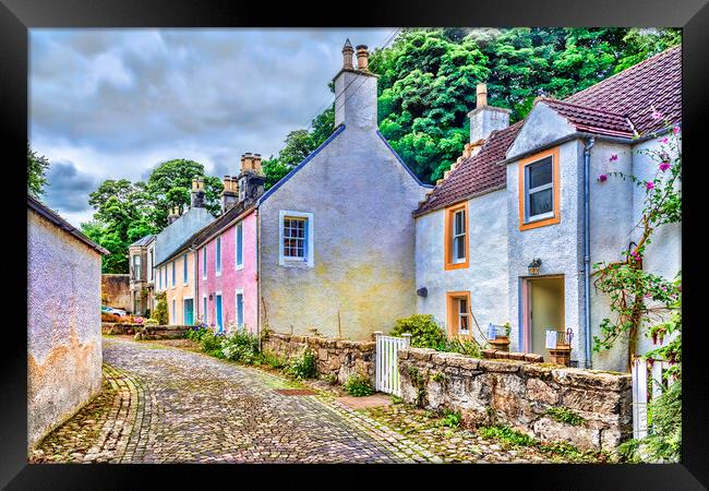 Cobbled Street Culross Framed Print by Valerie Paterson