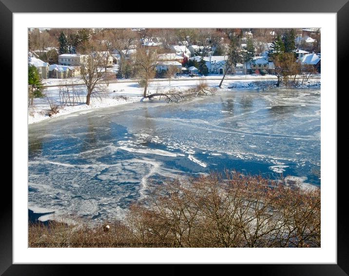 Partially frozen Rideau River Framed Mounted Print by Stephanie Moore