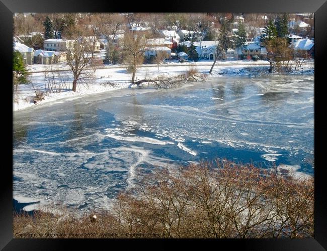 Partially frozen Rideau River Framed Print by Stephanie Moore