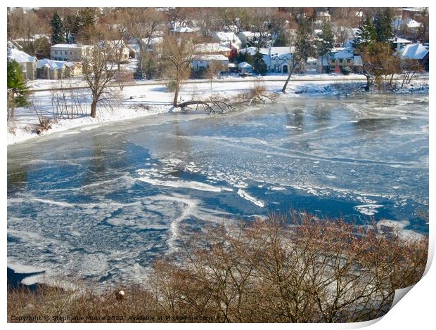 Partially frozen Rideau River Print by Stephanie Moore