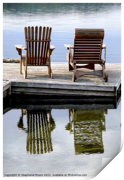Deck Chair reflections Print by Stephanie Moore