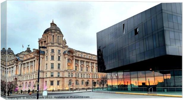 Old Meets New, Liverpool Waterfront Canvas Print by Michele Davis