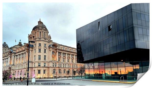 Old Meets New, Liverpool Waterfront Print by Michele Davis
