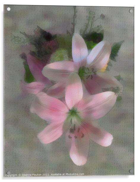 Soft Pastel Pink Lilies Acrylic by Deanne Flouton