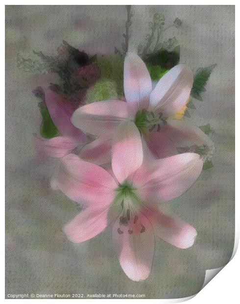 Soft Pastel Pink Lilies Print by Deanne Flouton