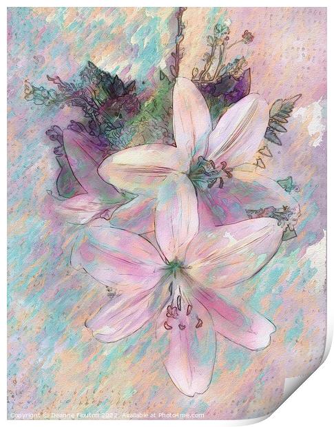 Blushing Beauty Lilies Print by Deanne Flouton