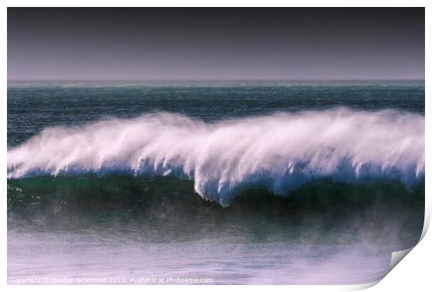 Wild wave action at Fistral Bay in Newquay, Cornwa Print by Gordon Scammell