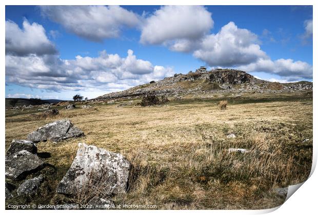 The rugged Stowes Hill on the wild Bodmin Moor in  Print by Gordon Scammell